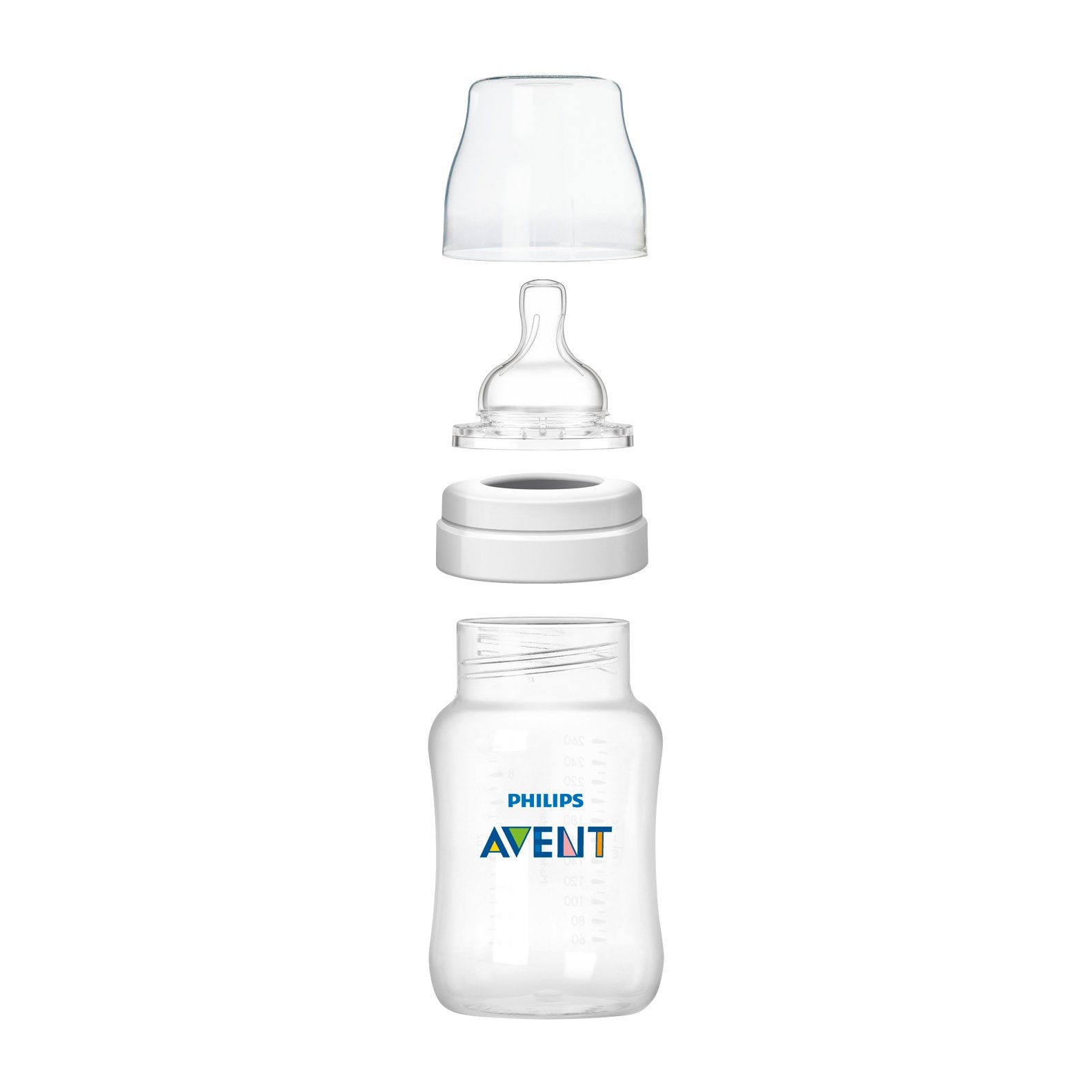 Philips Avent anti-colic valve close-up highlighting venting air to reduce fussiness.