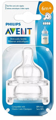 Philips Avent anti-colic fast flow nipple for 6+ months reduces air intake during feeds