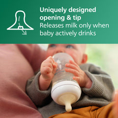 Philips Avent anti-colic valve keeps air away from baby’s tummy during feeding.