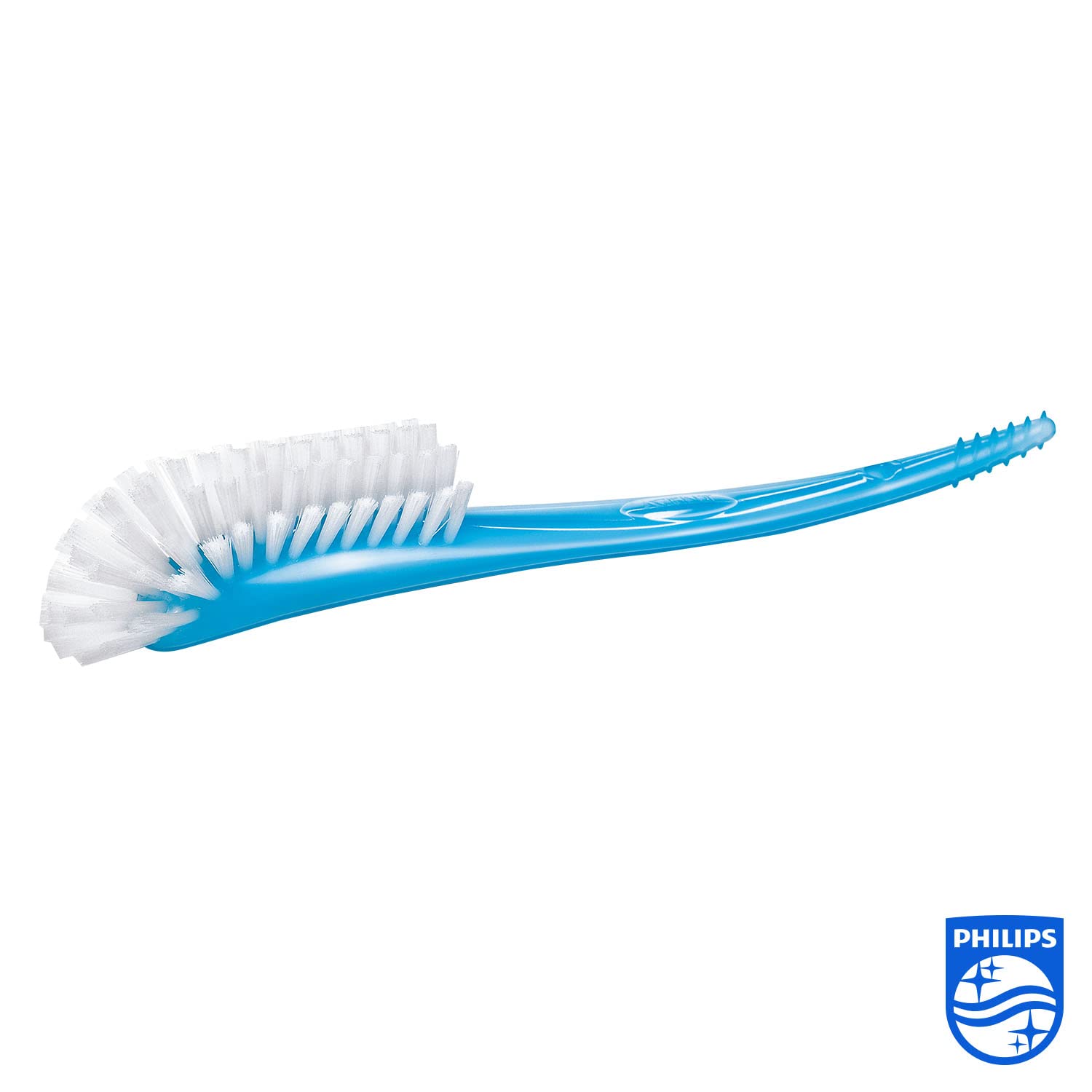 Philips AVENT BPA Bottle Brush Blue close-up shows soft bristles for gentle scrubbing