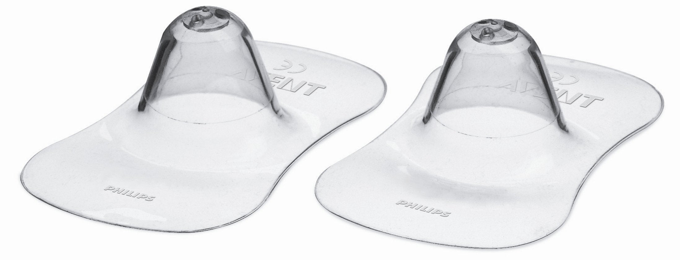 Philips AVENT small nipple protector pack close-up showing two protectors for sore-nipple relief