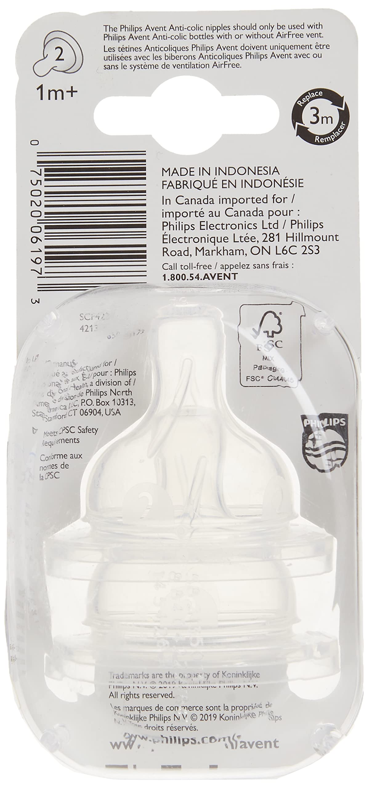 Philips Avent BPA-free nipple ensures safe feeding materials.