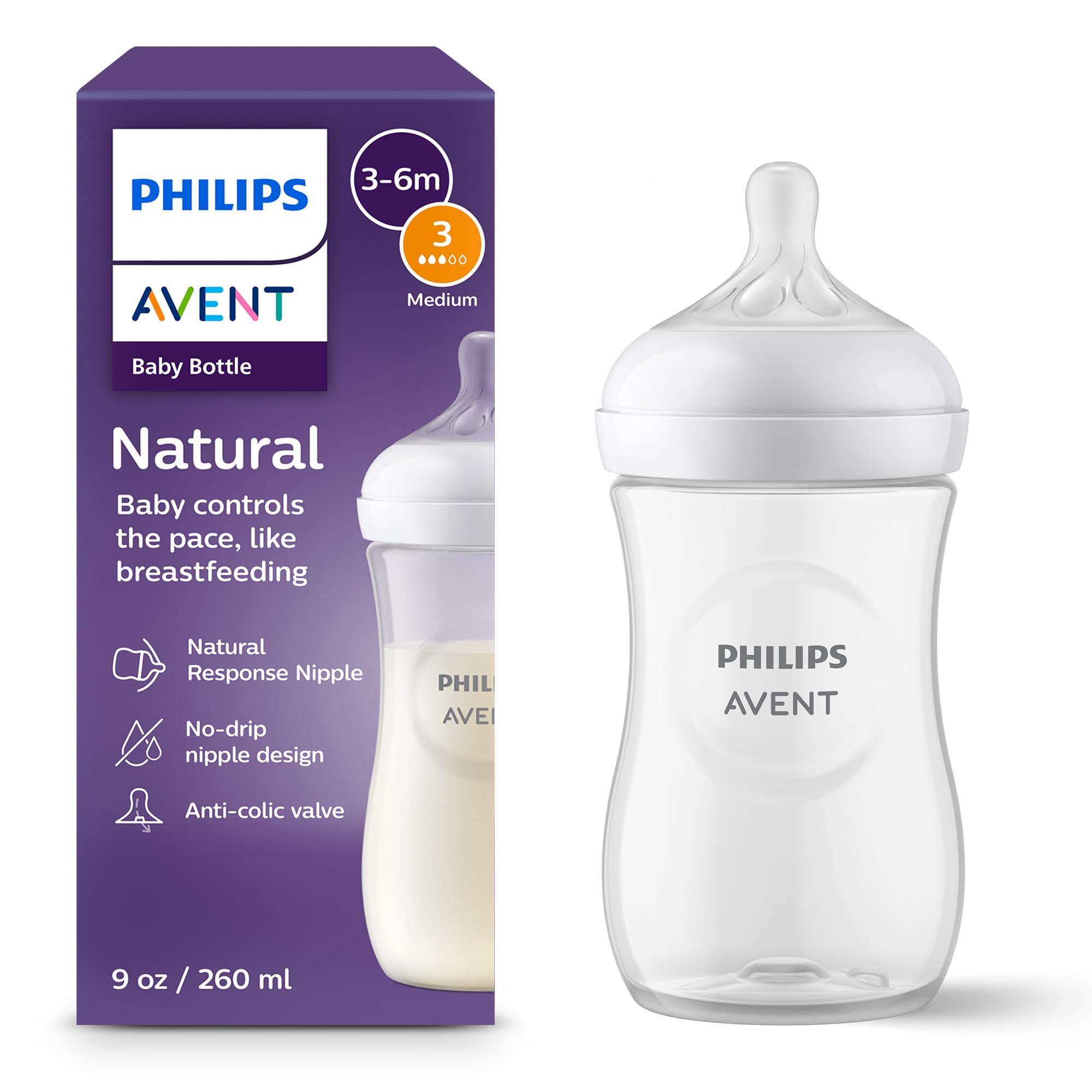 Philips Avent Natural bottle Flow3 nipple close-up showing breast-like latch aid