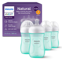 Philips Avent Natural bottle teal ergonomic-hold supports comfortable feeding.