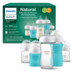 Philips Avent glass 4oz bottle with slow flow nipple supports gentle feeding rhythm