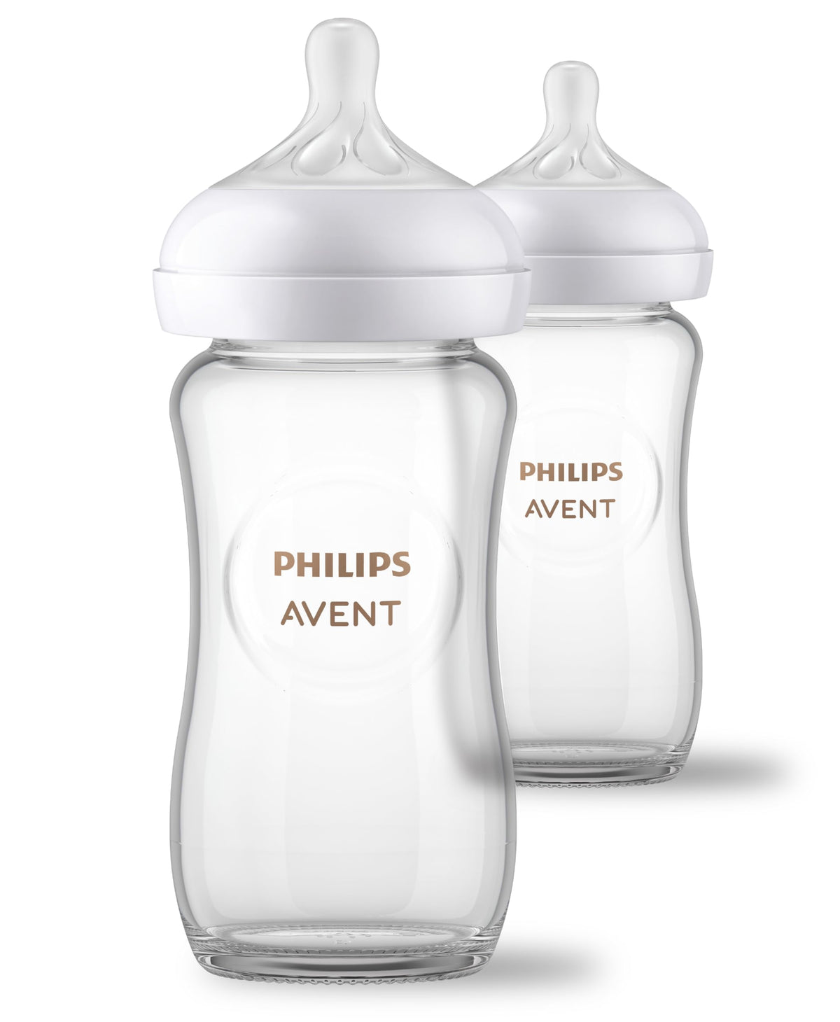 Philips Avent natural glass bottle 8oz showcases durable borosilicate glass for easy feeding.