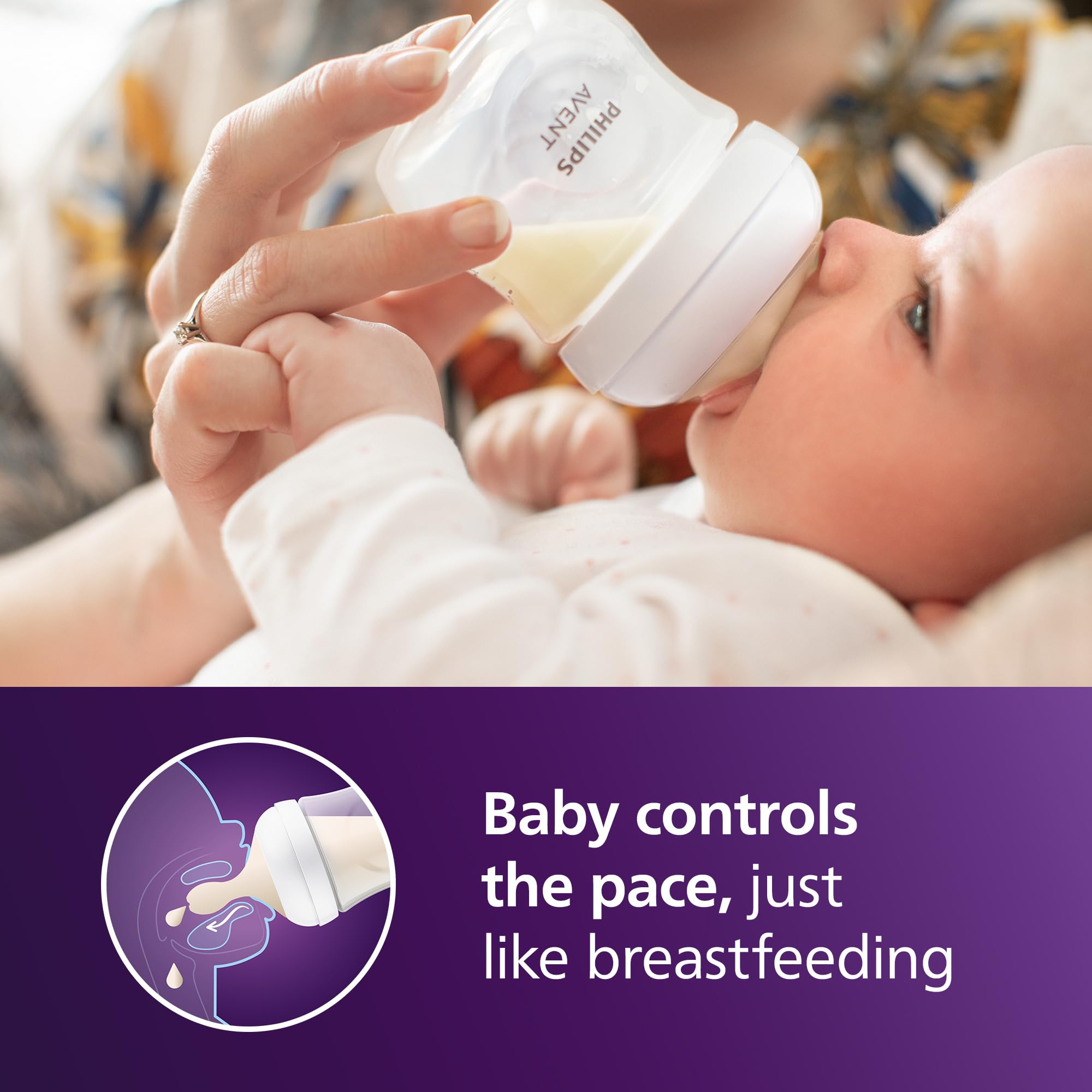 Philips Avent Natural Response nipple opening guides baby to regulate milk flow