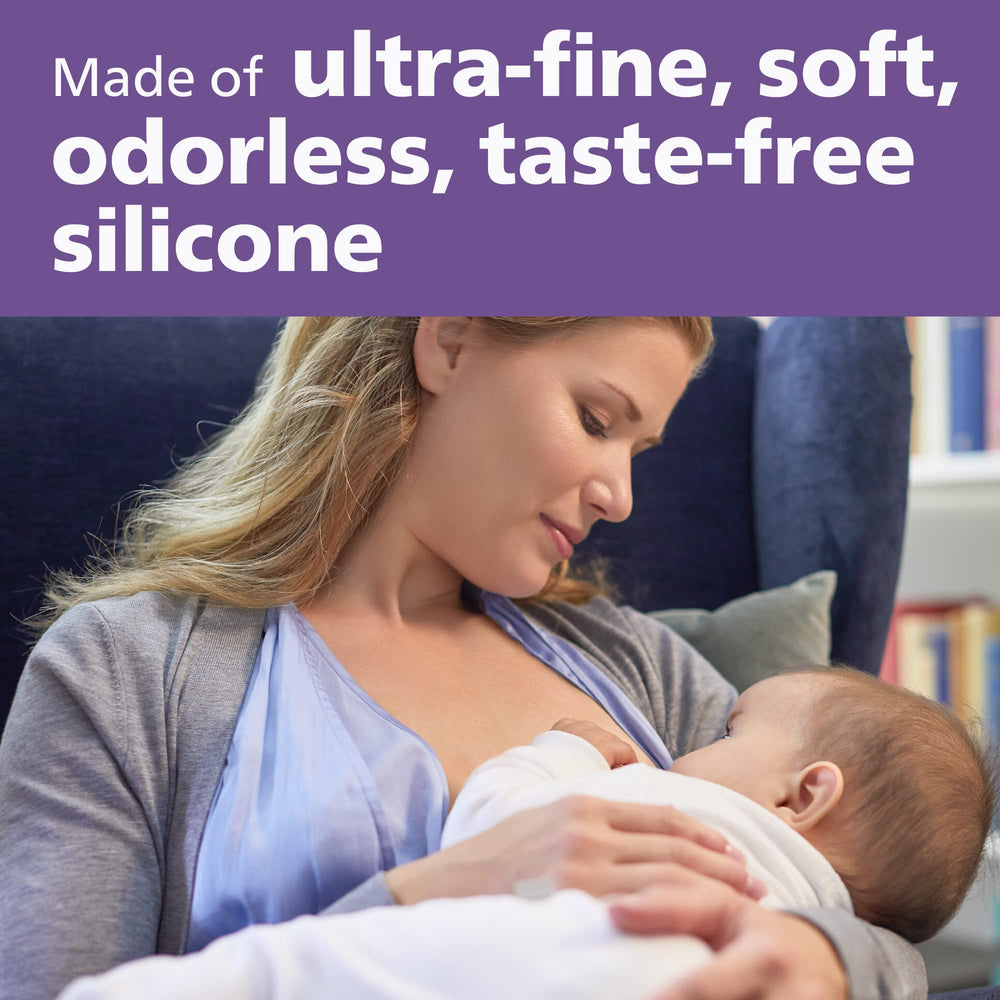 Philips Avent nipple shields arranged for easy latch-on demonstration.