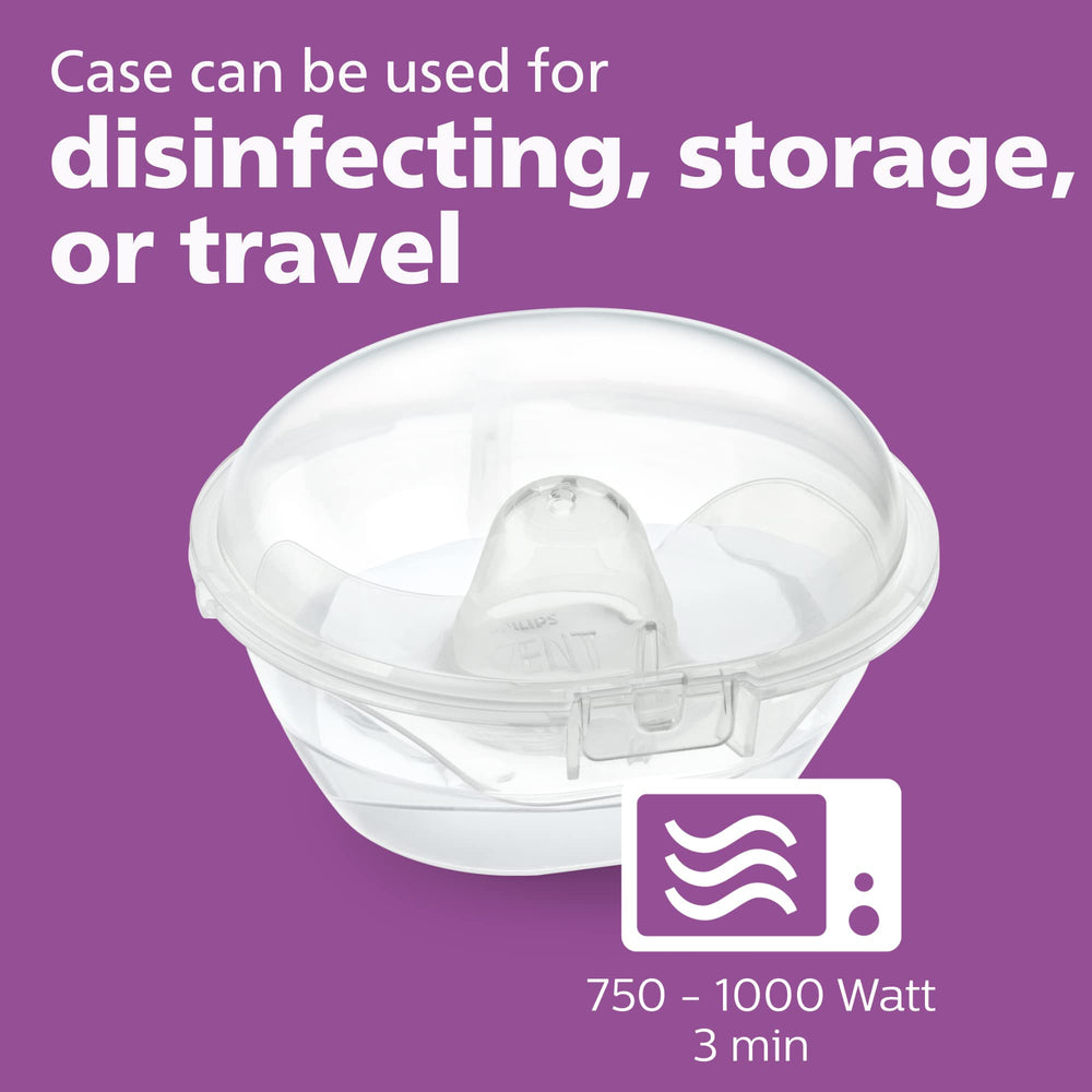Philips Avent shields with case shown for storage and travel convenience.