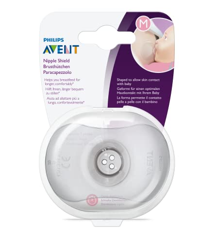 Philips Avent nipple shields medium pair with portable case for quiet feedings.
