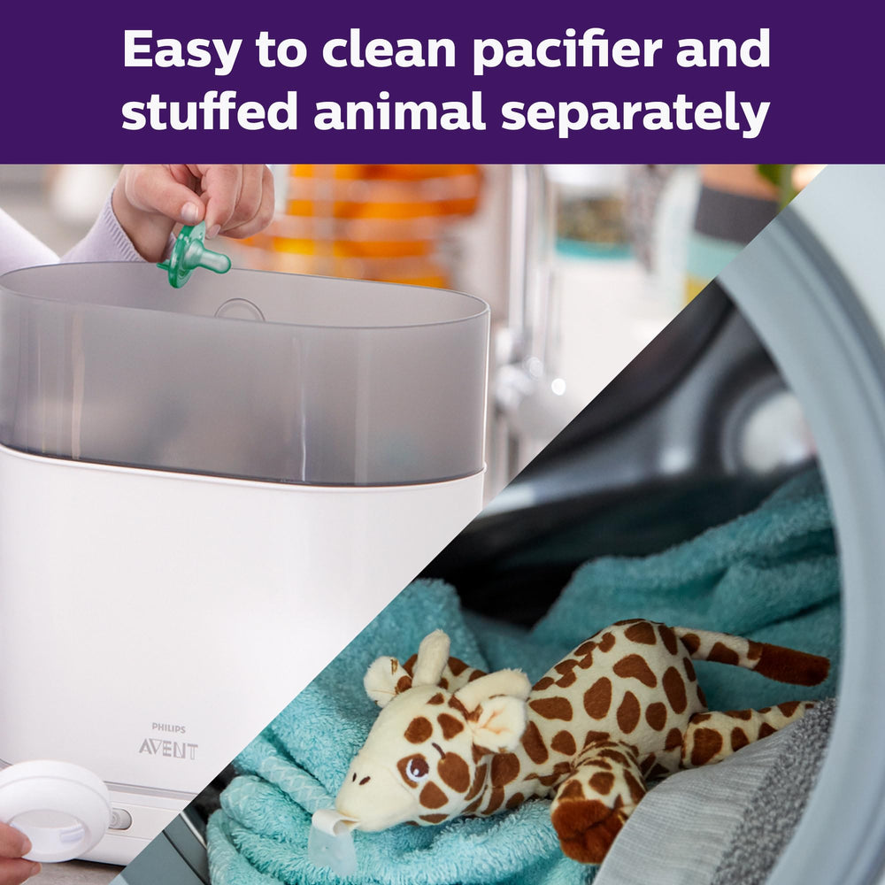 Philips Avent pacifier stays close to baby for quick access