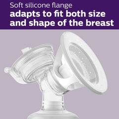 Soft silicone flange on Philips Avent pump adapts to shapes