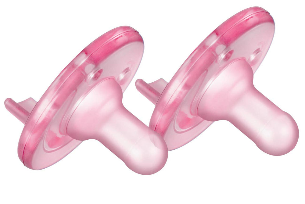 Philips Avent Soothie pacifier pink for 3+ months calms babies with a comfortable fit.
