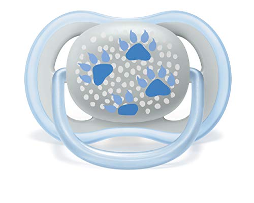 Parents examine the four-pack packaging of Philips Avent Ultra Air pacifier