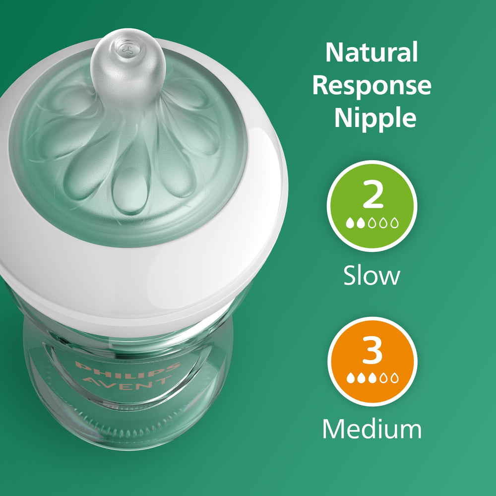 Wide bottle neck on Philips Avent glass bottle for easy filling and cleaning