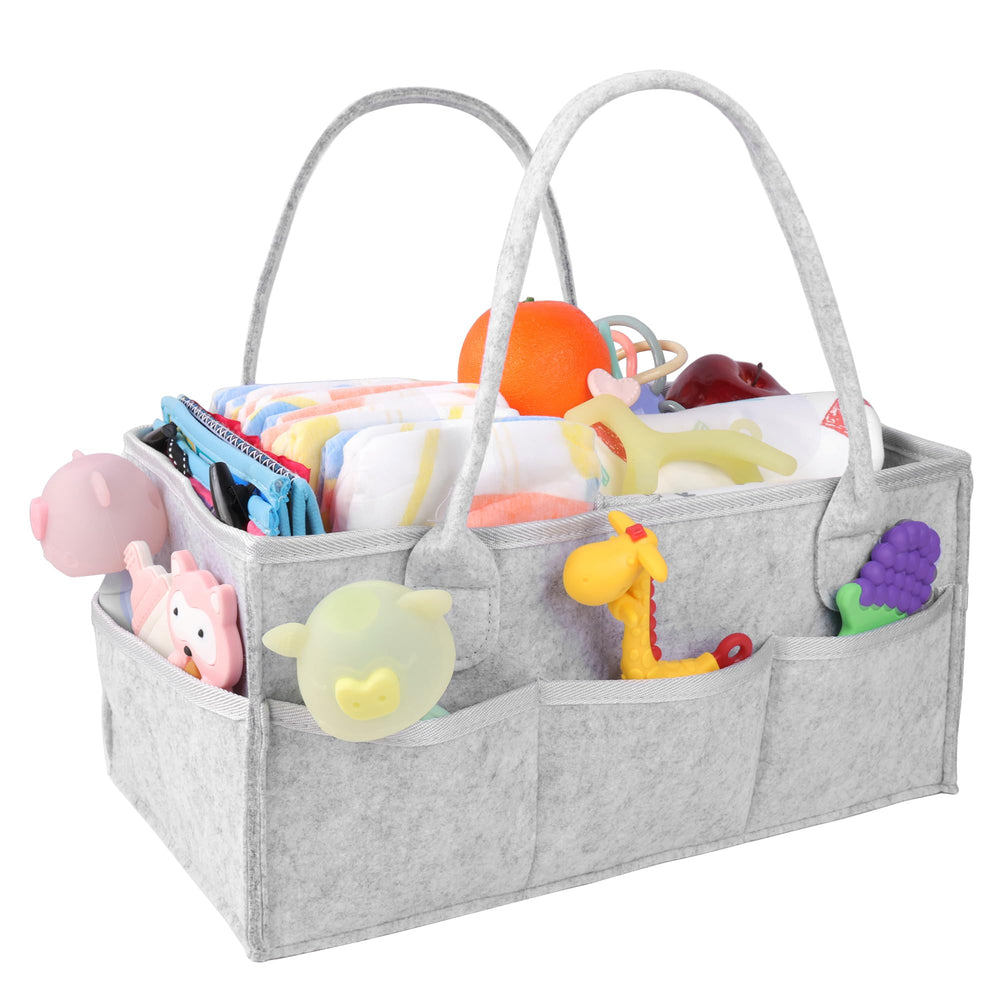 PHILORN extended diaper caddy front view shows roomy 15x9x7 inches for baby essentials