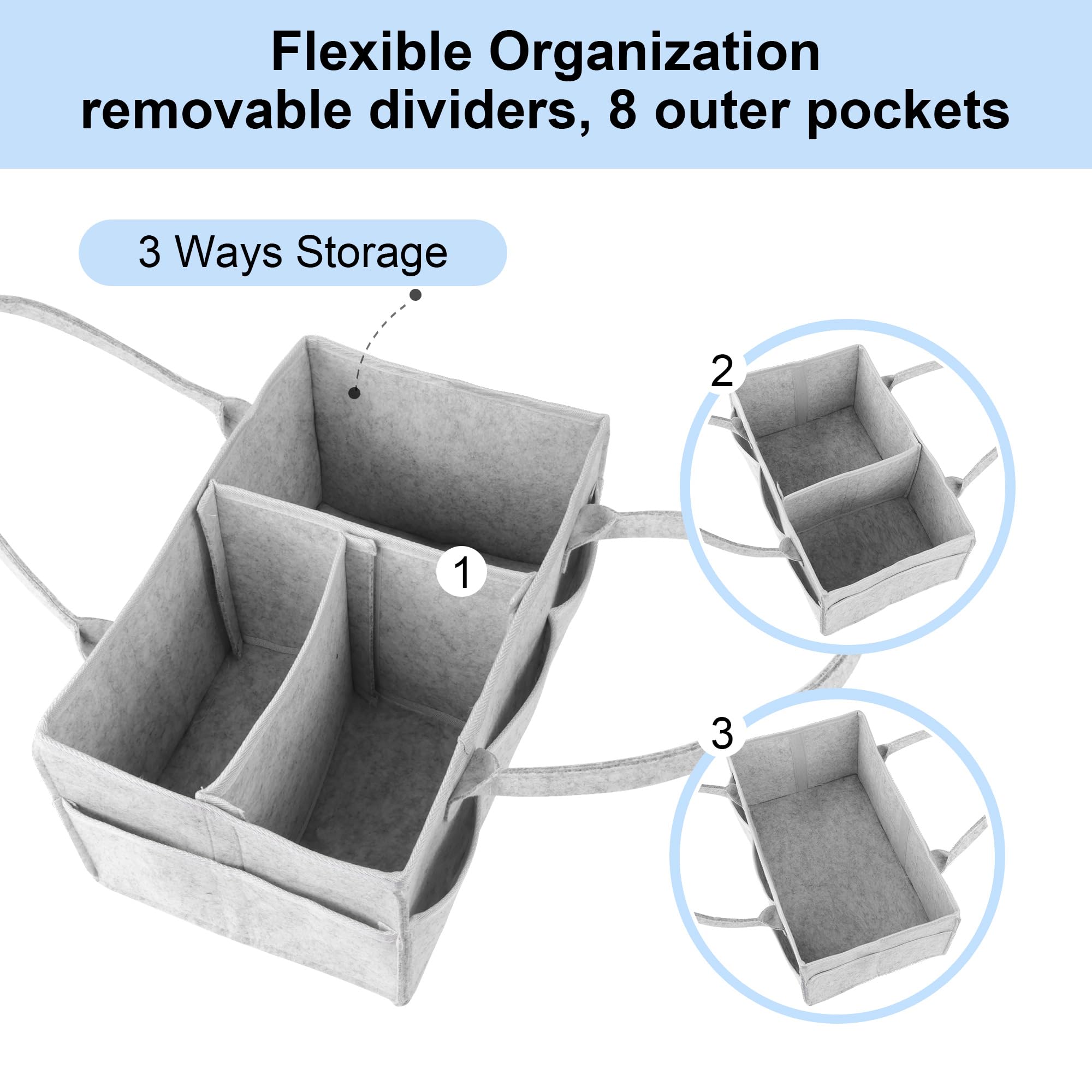 PHILORN felt diaper caddy with handles supports easy transportation between car and nursery