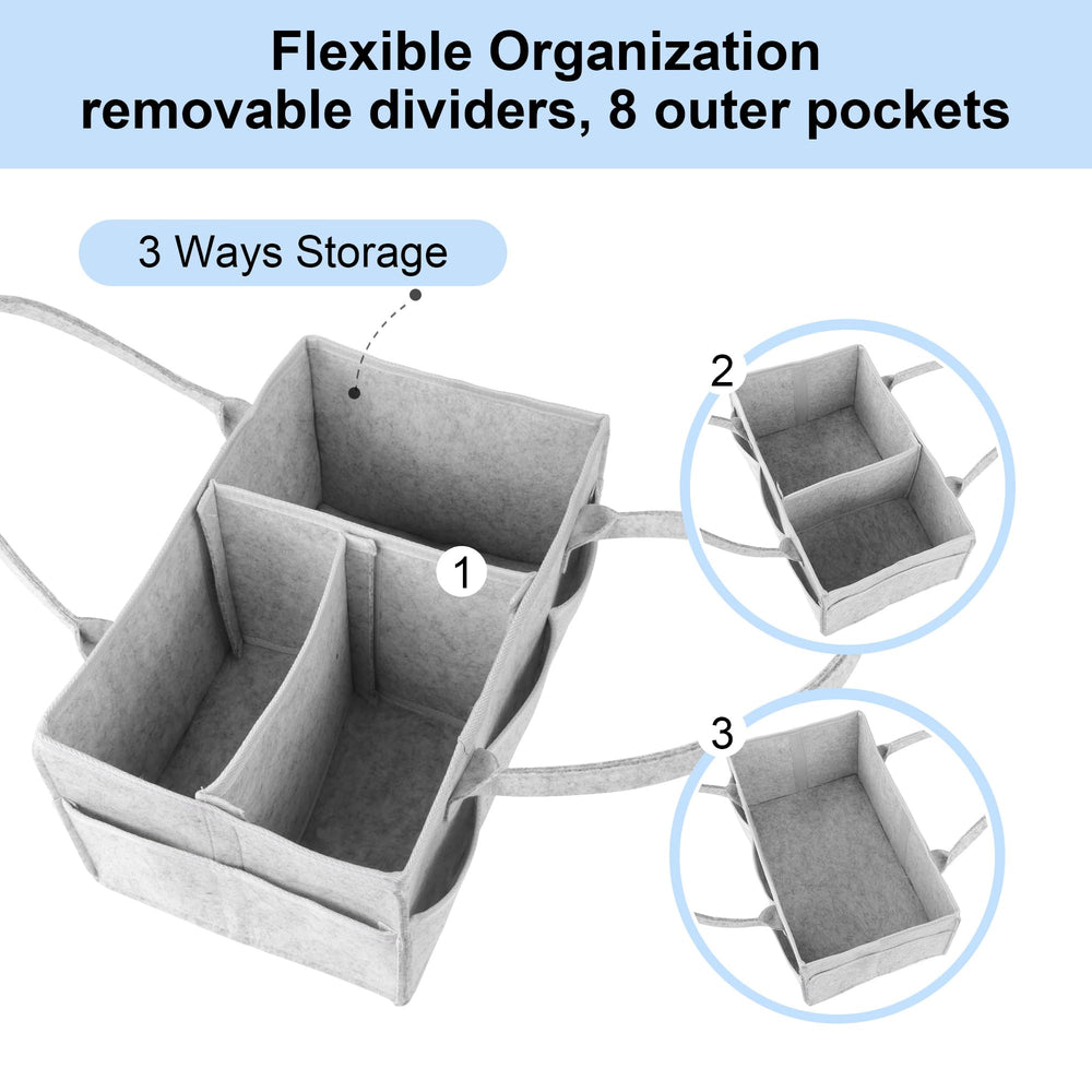 PHILORN felt diaper caddy with handles supports easy transportation between car and nursery