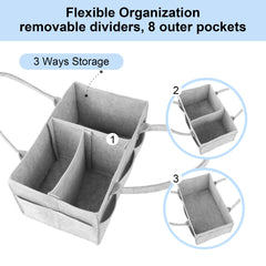 PHILORN felt diaper caddy with handles supports easy transportation between car and nursery
