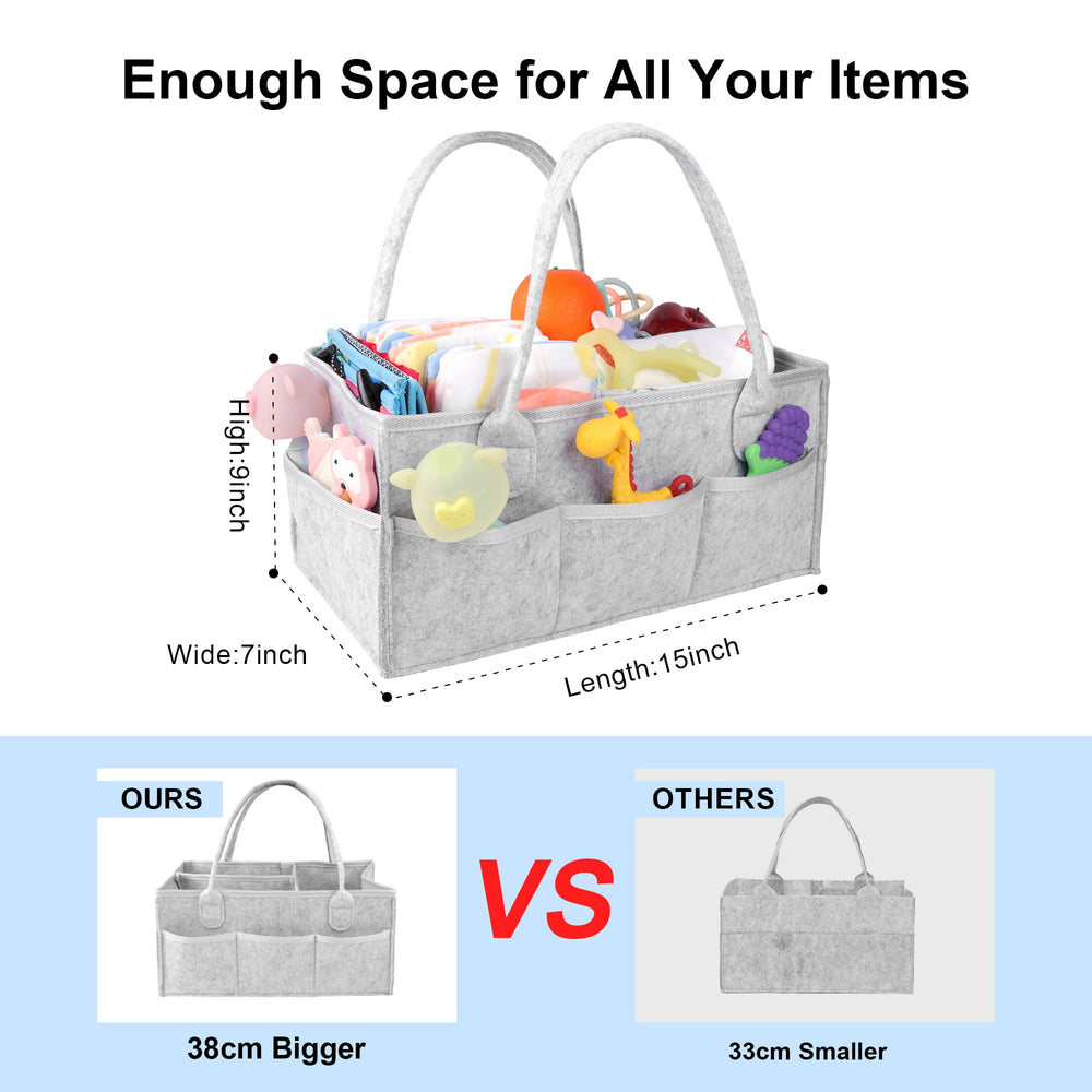 PHILORN diaper caddy outer pockets keep wipes and diapers organized on the go