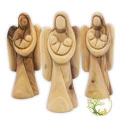 PHLG Olive wood Bethlehem angel statue showing natural grain and craftsmanship.