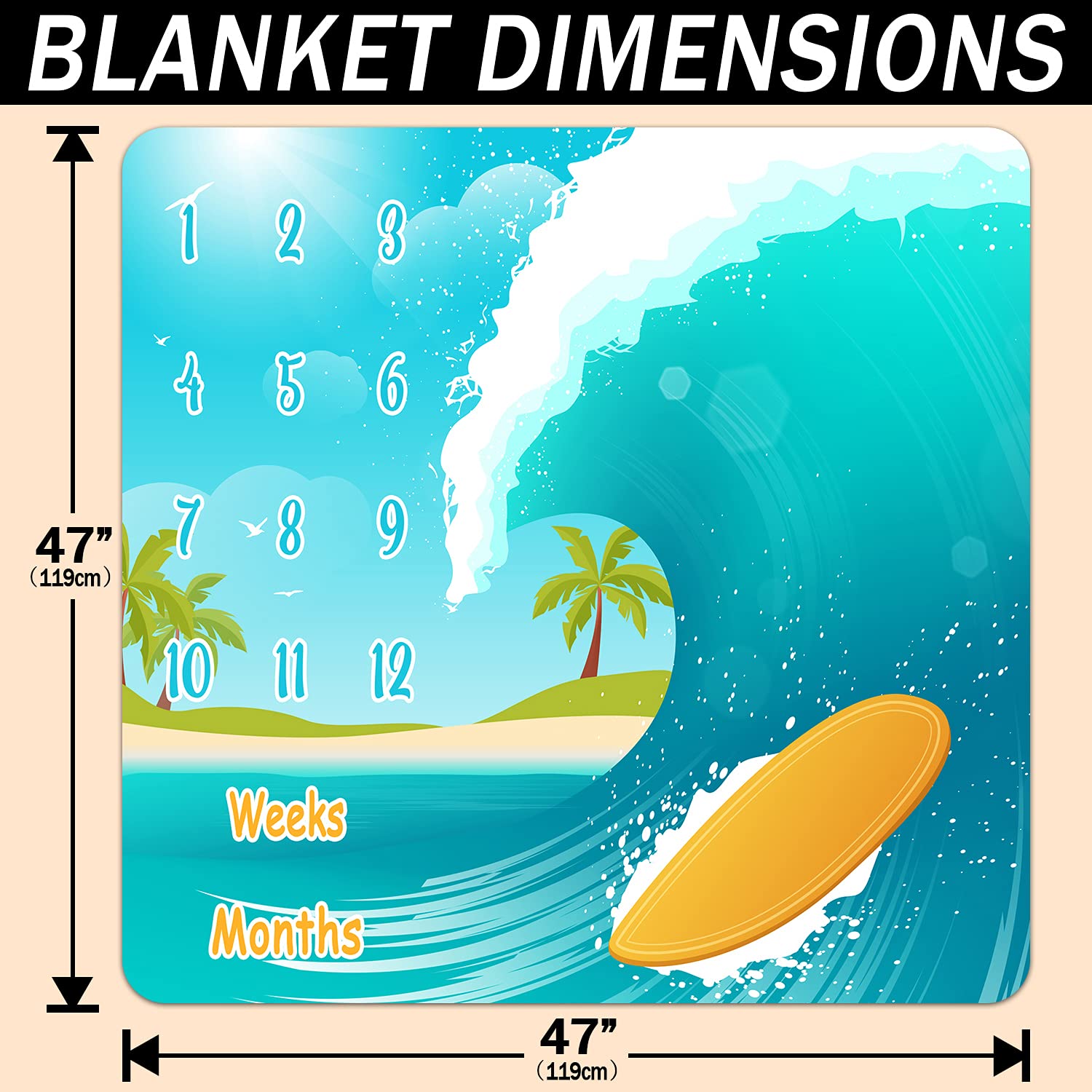 PHMOJEN 47x47 inch blanket offers soft, skin-friendly fabric and easy care.