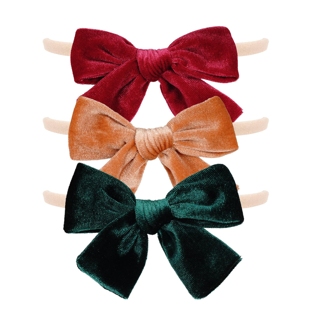 phnydreg 3pc velvet bow headbands in brown showcase soft plush texture for comfy all-day wear