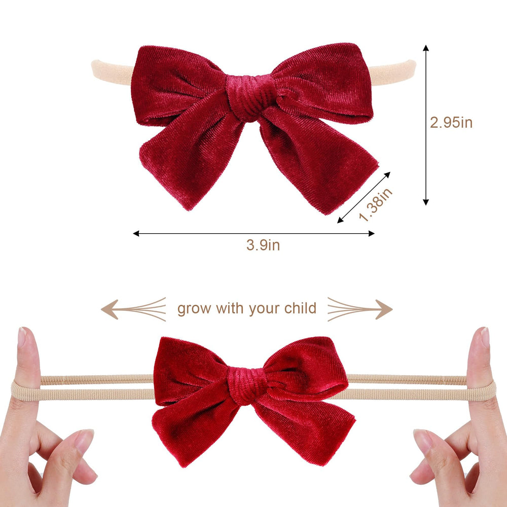 phnydreg 3pc velvet bow headbands in red highlight vibrant color for easy styling