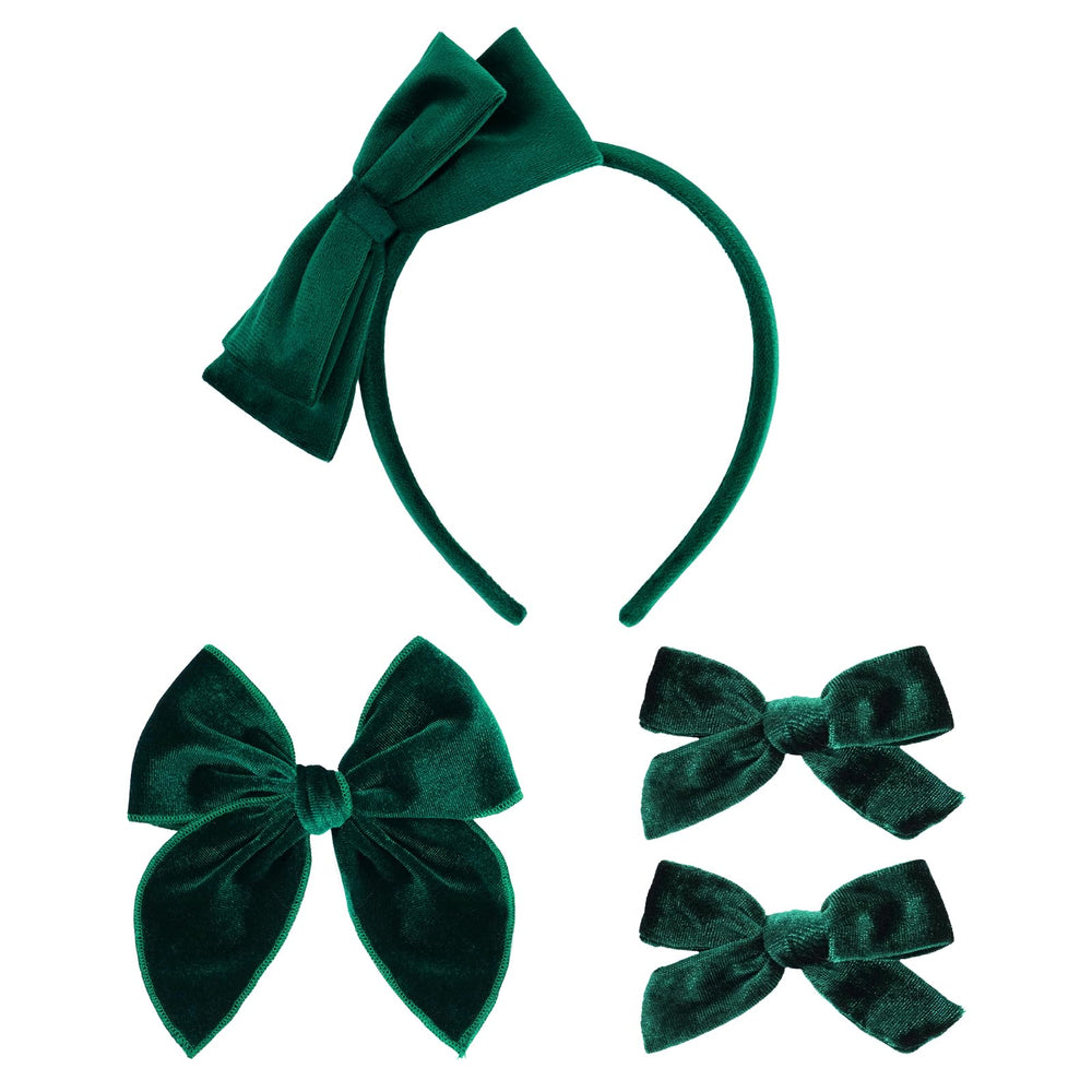 Phnydreg dark green velvet bow headband for soft comfort and cute everyday style.
