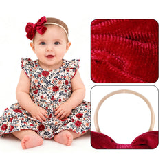phnydreg velvet bow headband red front view adds charming color for holiday photos.