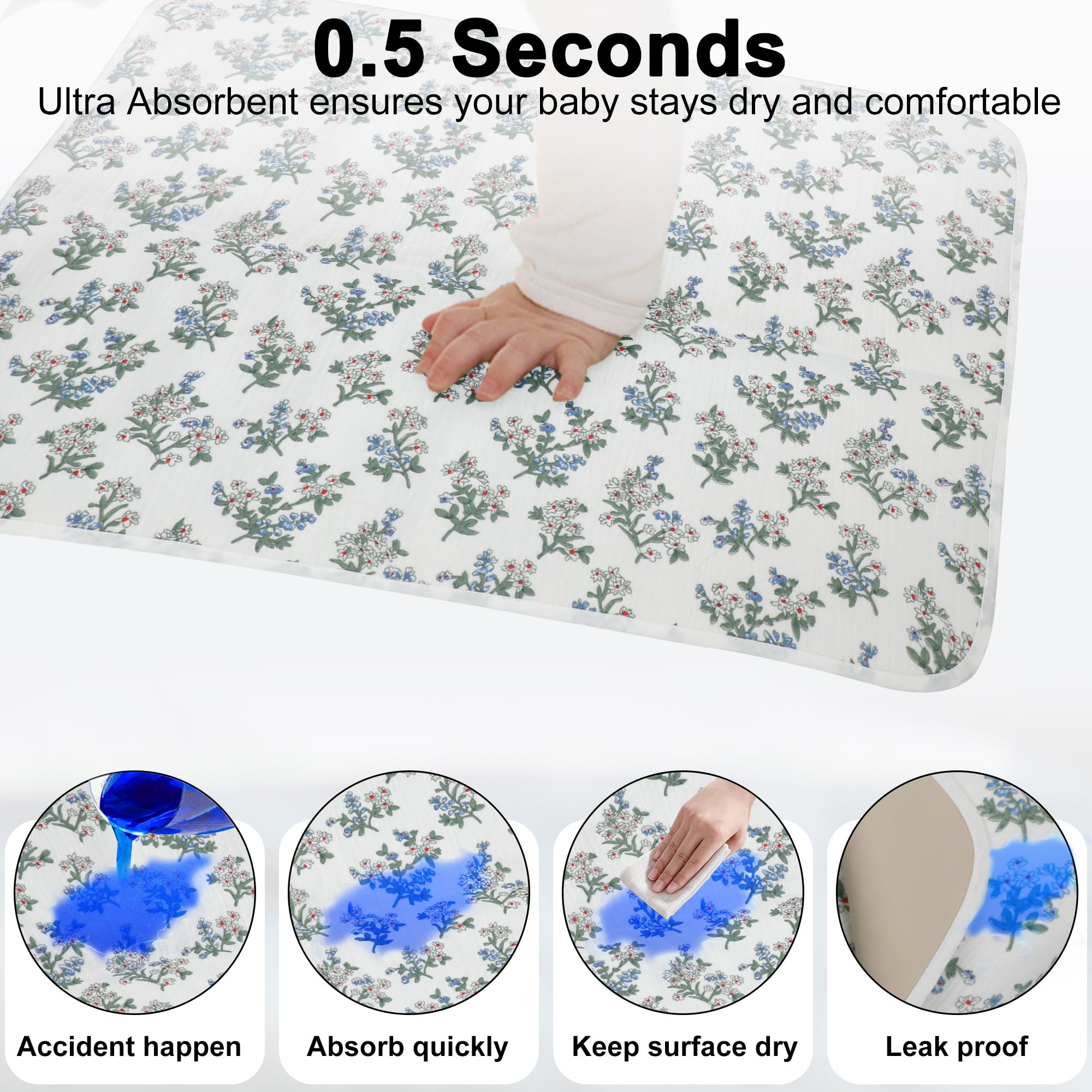 PHOEBUS BABY changing pad absorbent muslin front helps keep baby dry.
