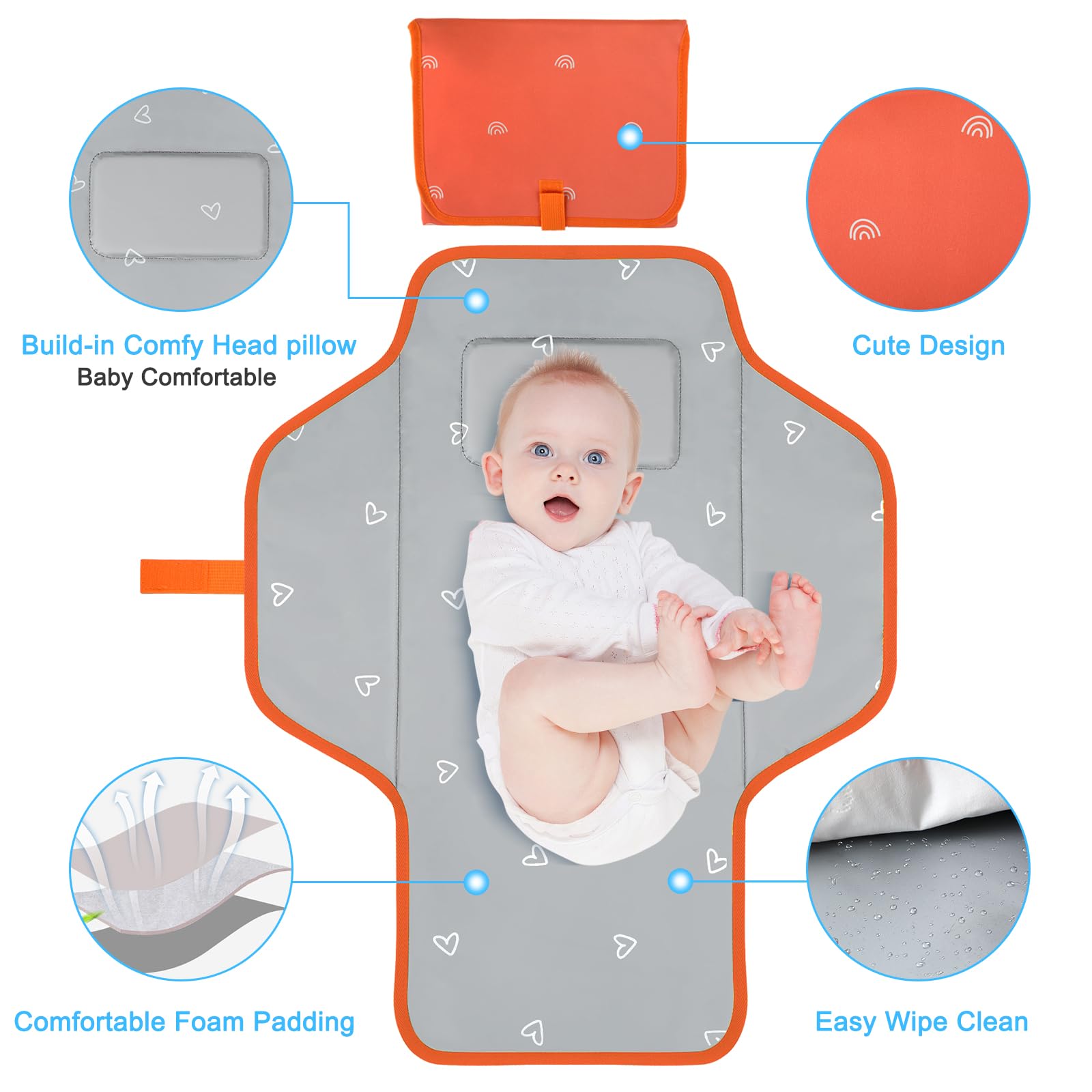 PHOEBUS BABY changing pad folded compact for travel storage