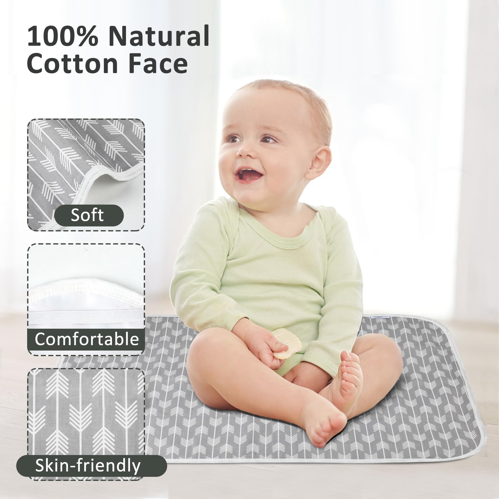 PHOEBUS BABY changing pad leaks-proof design keeps messes contained during diaper changes.