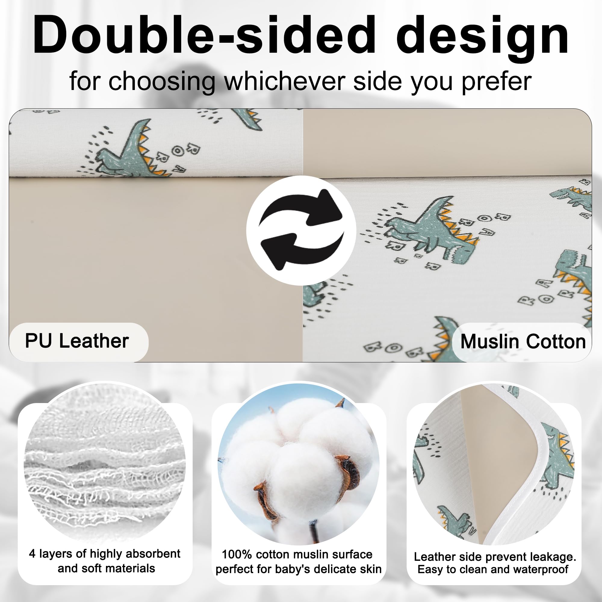PHOEBUS BABY changing-pad-leather-back-waterproof for easy wipe-clean protection.