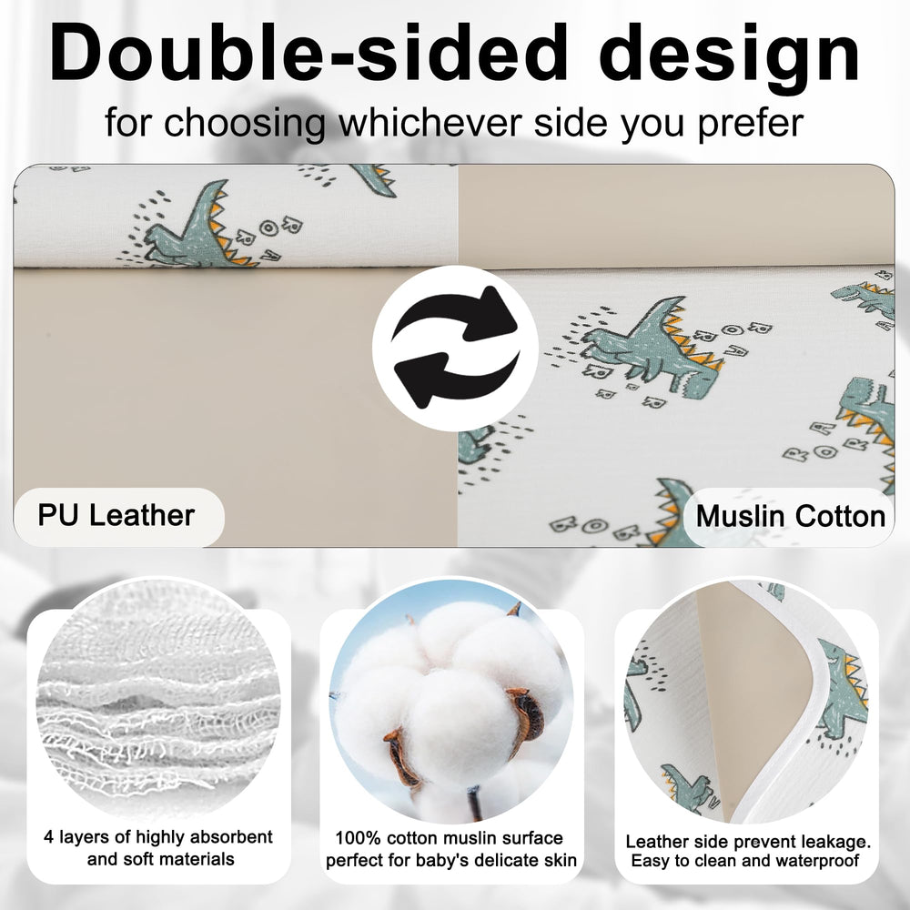 PHOEBUS BABY changing-pad-leather-back-waterproof for easy wipe-clean protection.