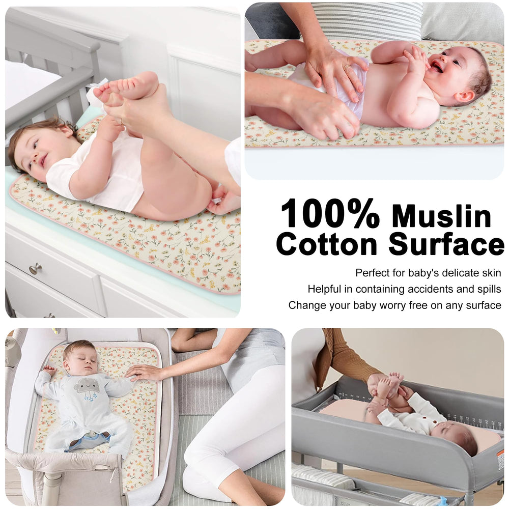PHOEBUS BABY changing pad muslin side is machine washable for easy care