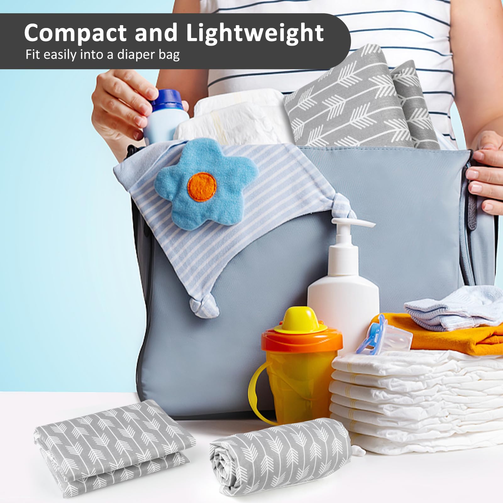 PHOEBUS BABY changing pad portable and folded for easy storage and travel.