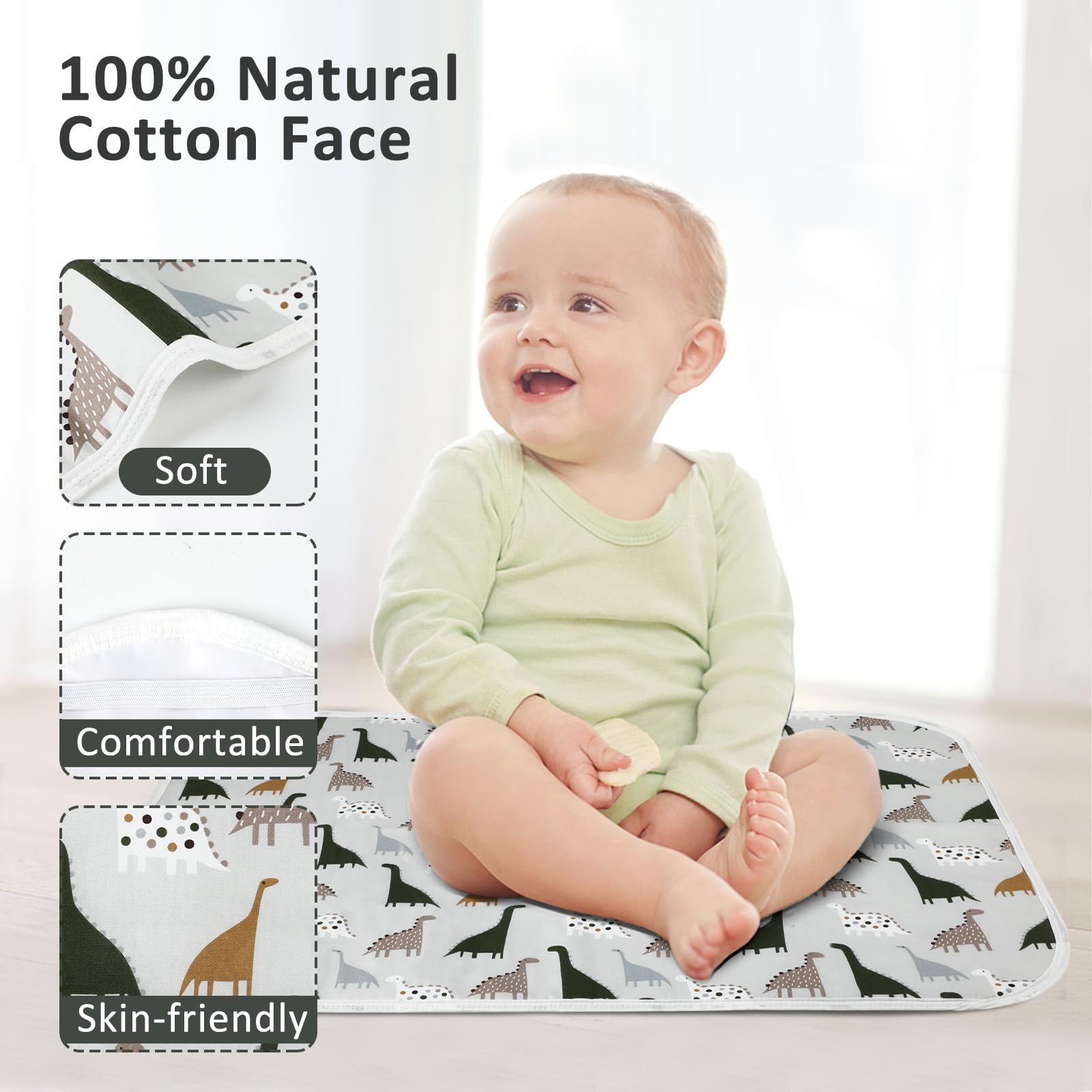 PHOEBUS BABY changing pad waterproof layer protects surfaces from leaks.