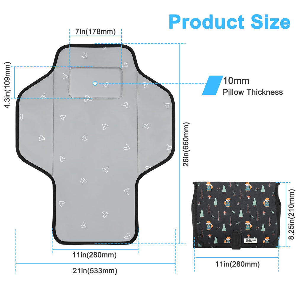 PHOEBUS BABY changing pad waterproof surface protects clothing from spills.