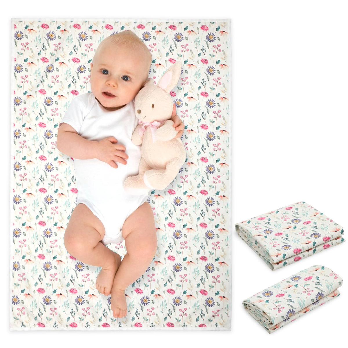 PHOEBUS BABY colorful floral changing mat folded for travel and easy packing.
