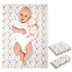 PHOEBUS BABY colorful floral changing mat folded for travel and easy packing.