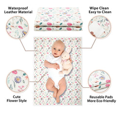 PHOEBUS BABY colorful floral changing mat open, ready for quick diaper changes.