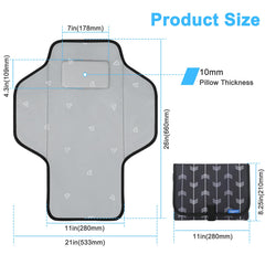 Phoebus Baby compact changing pad fits neatly in a diaper bag for travel.