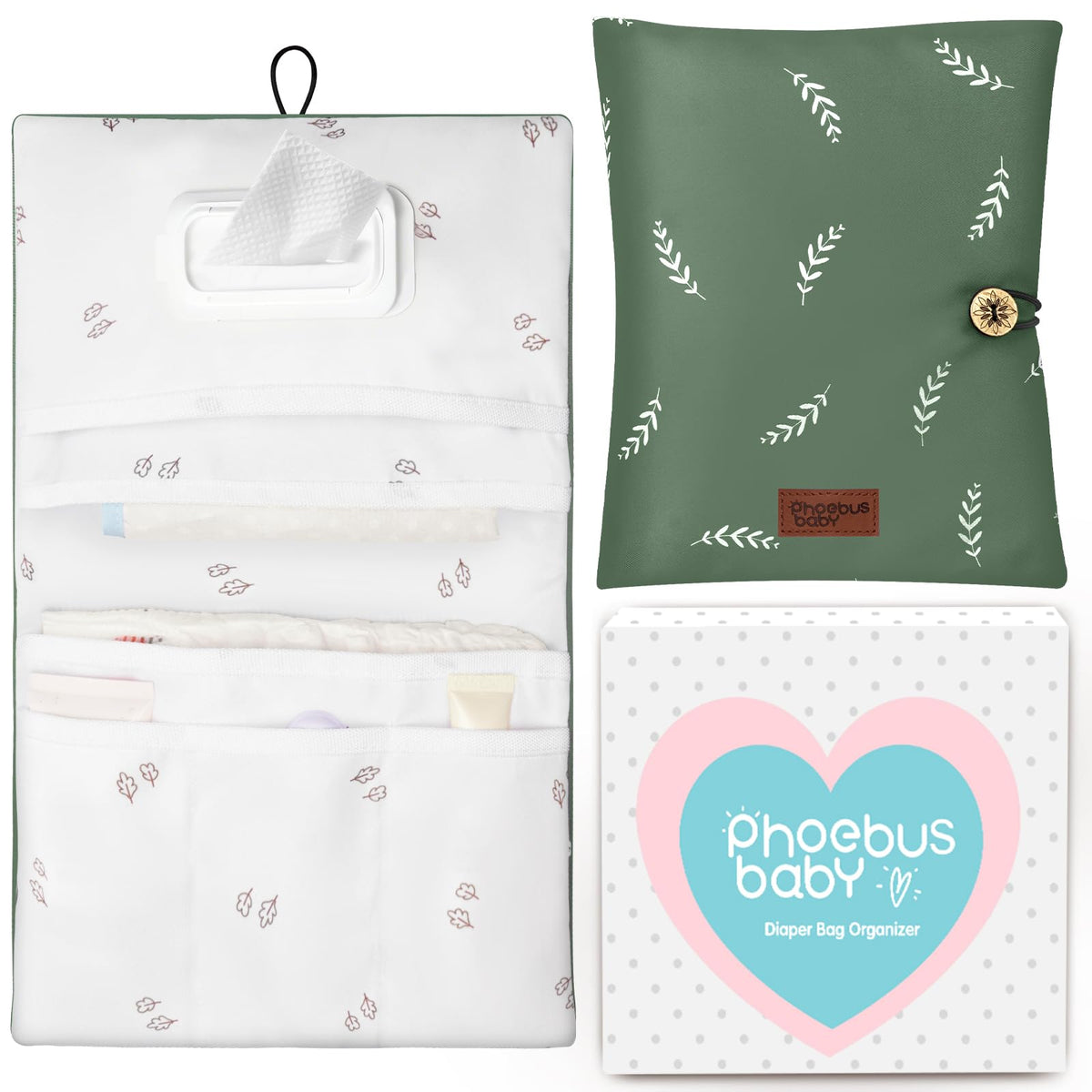 PHOEBUS BABY diaper bag organizer folded compact view shows portability and storage efficiency