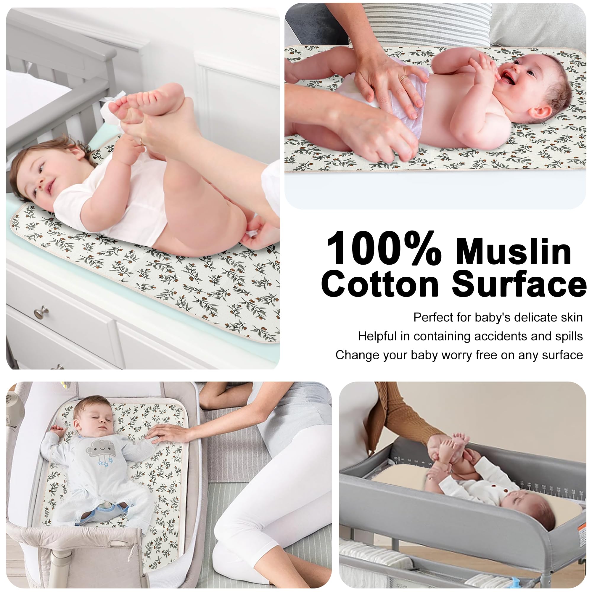 Phoebus Baby diaper changing pad on crib or stroller protects from mess.