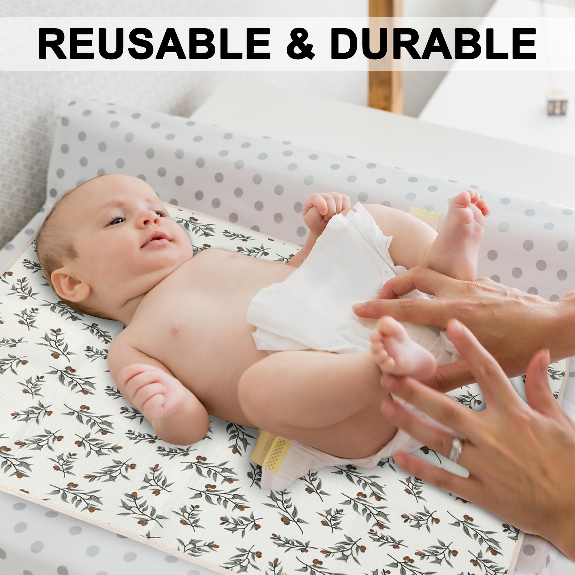 Phoebus Baby diaper changing pad leather back provides waterproof protection on the go.