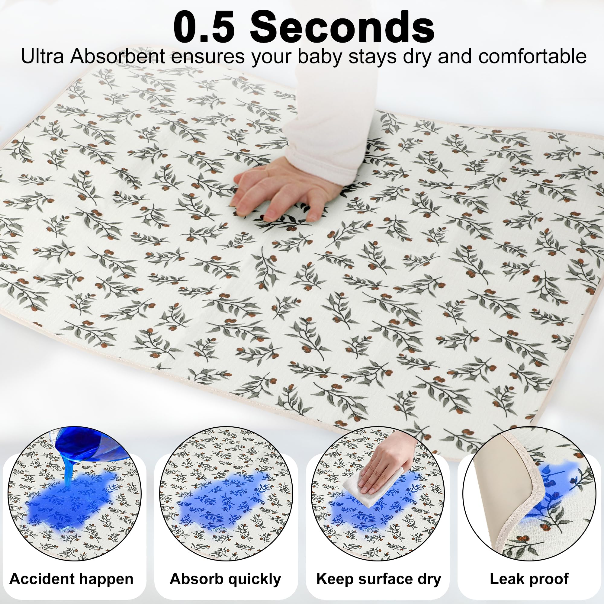 Phoebus Baby diaper changing pad washable muslin side and wipe-clean leather back.