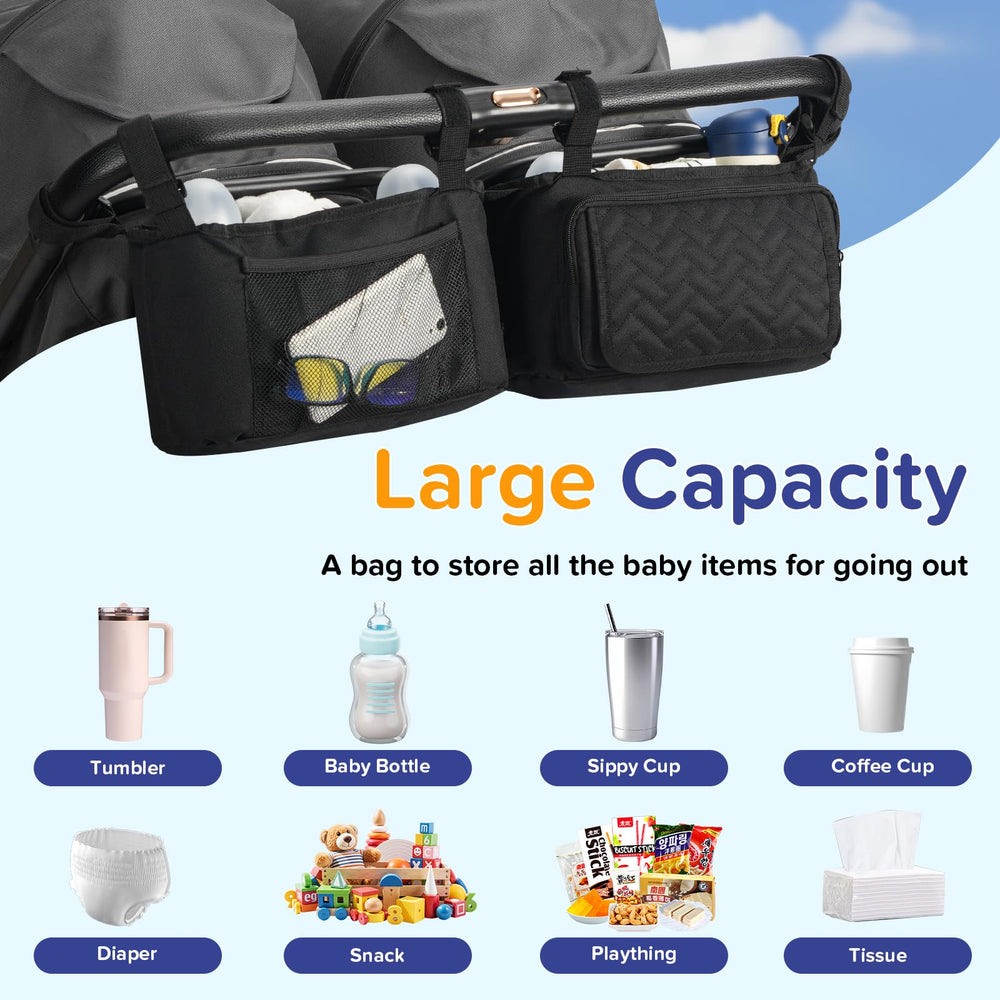 PHOEBUS BABY double stroller caddy six adjustable straps for stable mounting