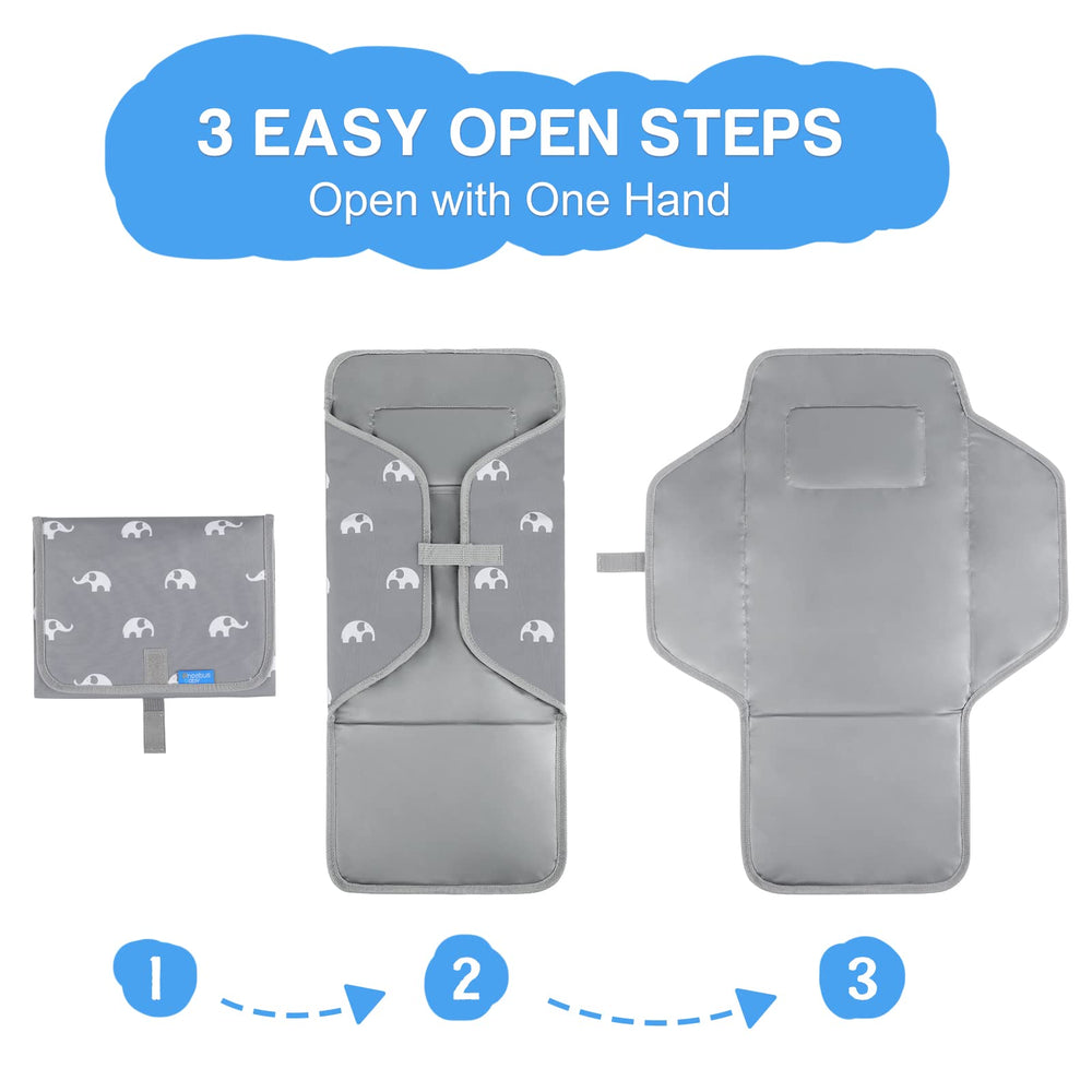 PHOEBUS BABY one-handed-changing-pad enables effortless setup anywhere.
