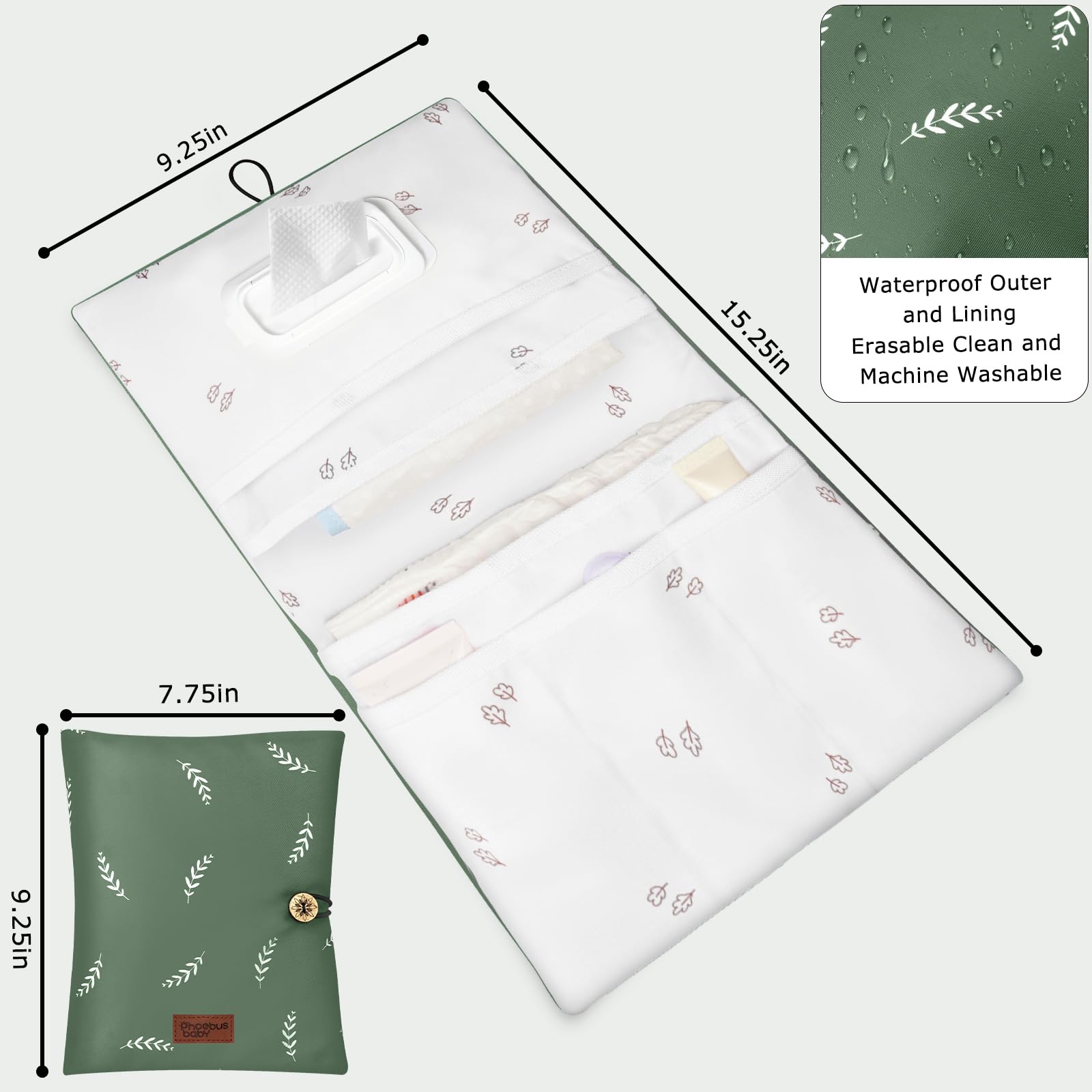 PHOEBUS BABY pacifiers and creams neatly organized inside the pouch
